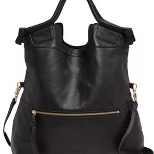 Foley + Corinna Black Leather Mod City Tote Cross Body Purse